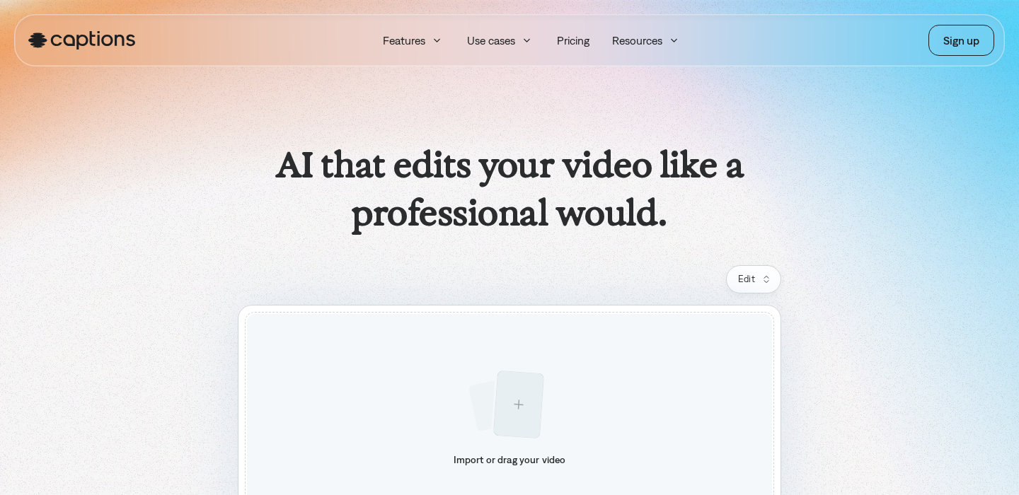 Captions homepage screenshot