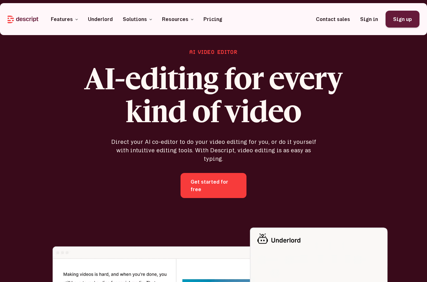 Descript screenshot