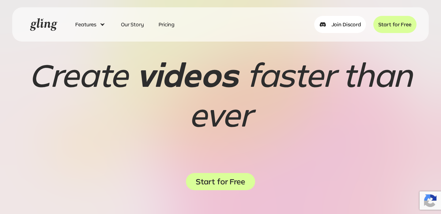 Gling AI homepage screenshot