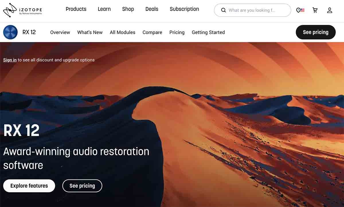 iZotope RX homepage screenshot