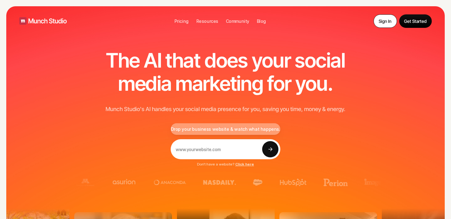 Munch homepage screenshot